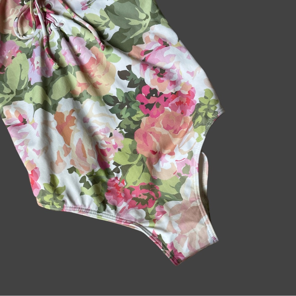 SEZANE x Ysé NWT Pastel Pink Green & White Floral Printed One Piece Swim Suit - Picture 6 of 8